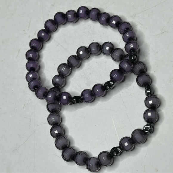Deep Purple skull Bead Bracelet Set - Picture 3 of 3